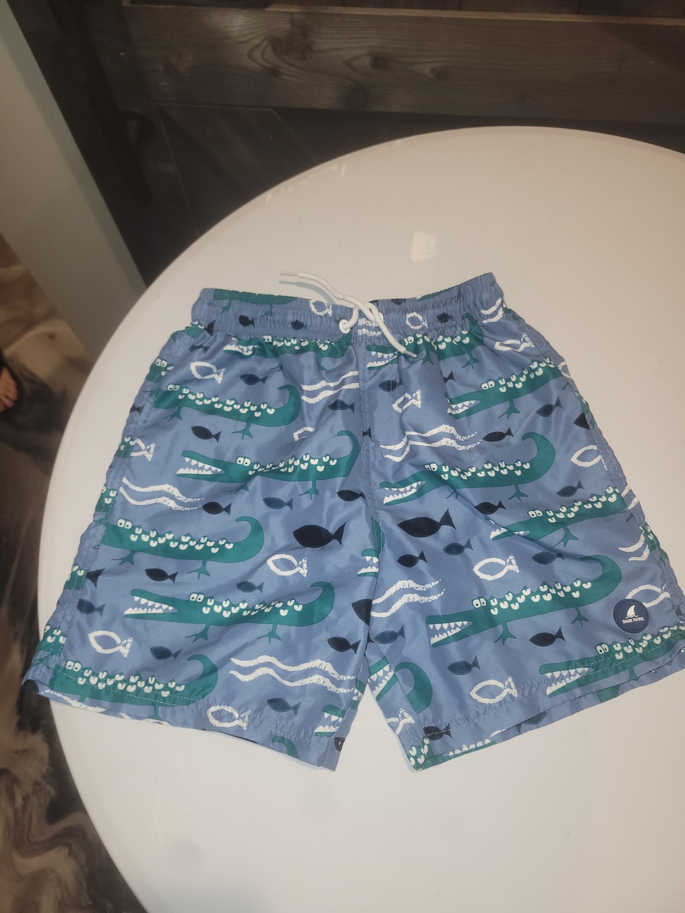 Kids Blue Alligator Print Shark Patrol Swim Shorts